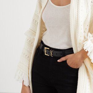 SAINT LAURENT YSL Monogram Black Belt
